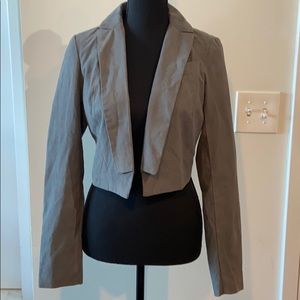 Grey Faux Suede Crop Jacket Size Small